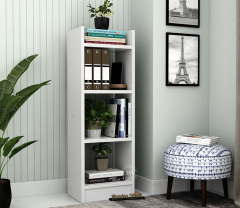 Fleming Engineered Wood Book Shelf With Open Storage (Frosty White Finish)