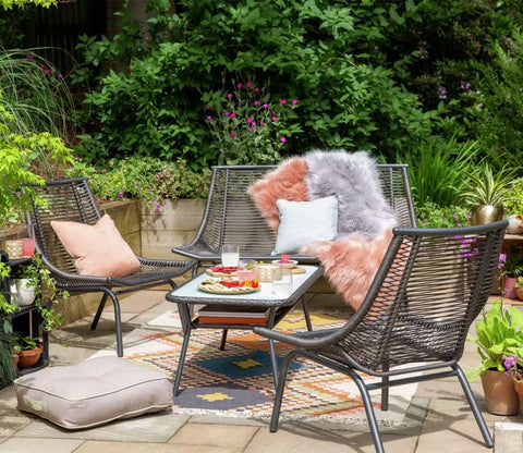 Grey Rope 4 Seater Sofa Set With Table