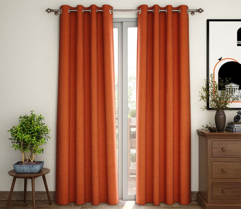 Solid Plain 1 Piece Light-Filtering Curtain (Orange, 7 Feet)
