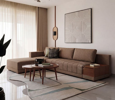 Oasis L-Shape Left Aligned Sectional Sofa (Sand Brown)