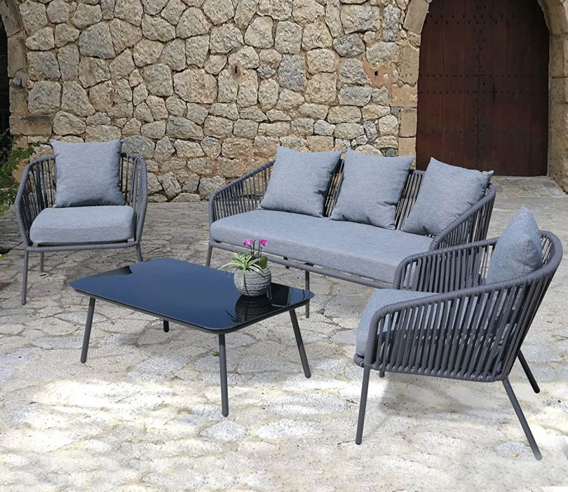 Stylish Grey Rope 3 seater Outdoor sofa
