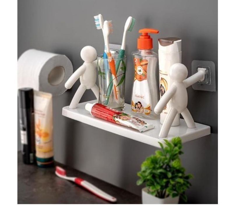 Wall Mounted Plastic Bathroom Shelf