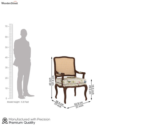 Kelvin Cane Arm Chair with Backrest (Cotton, Cream Robins)