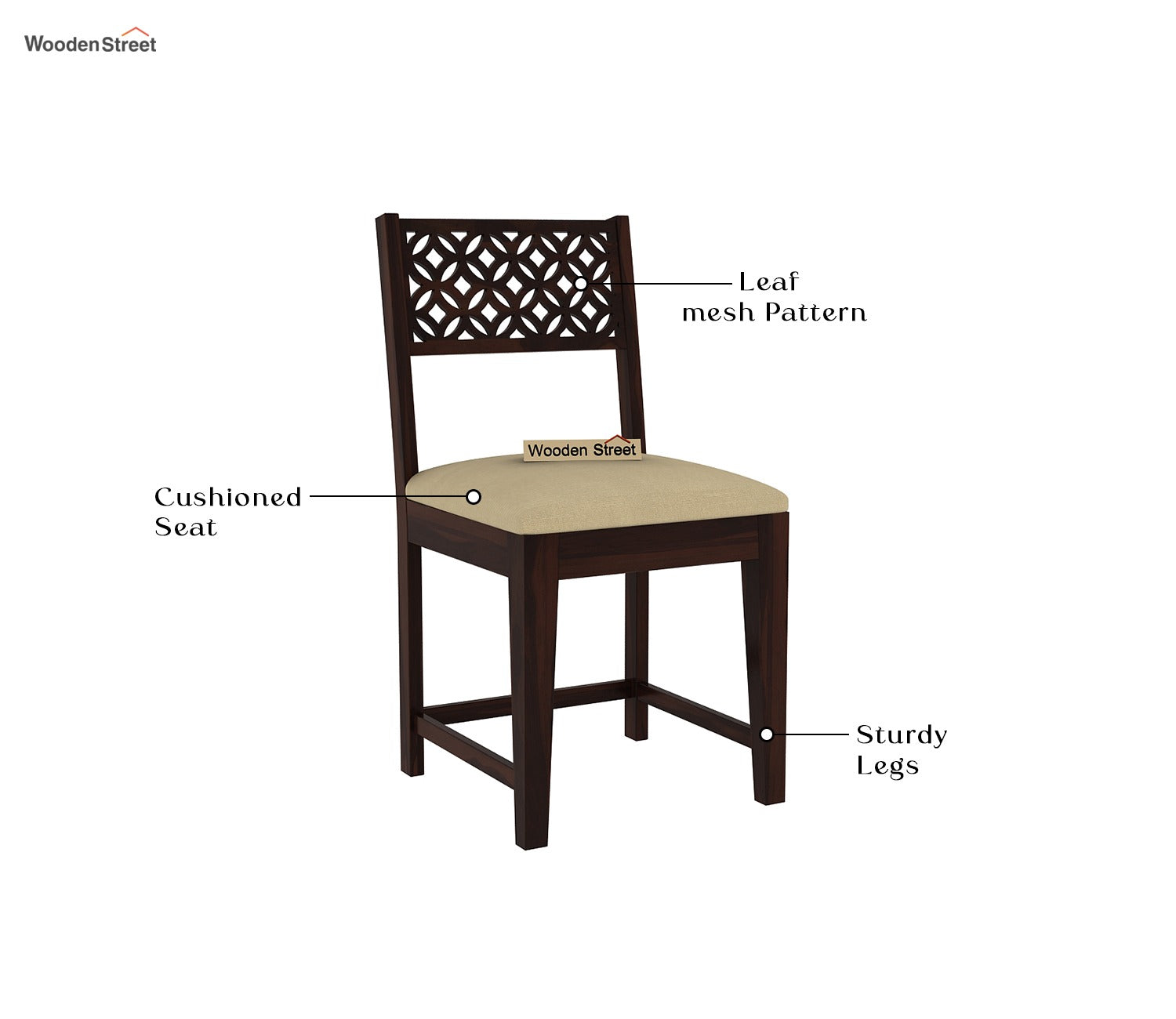 Cambrey 6 Seater Dining Set with Cushioned Chair (Walnut Finish)
