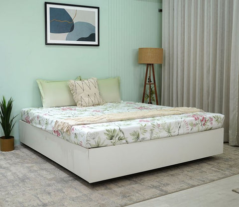 Botany Flat Cotton Bed Sheet King Size with 2 Pillow Covers (Blue)