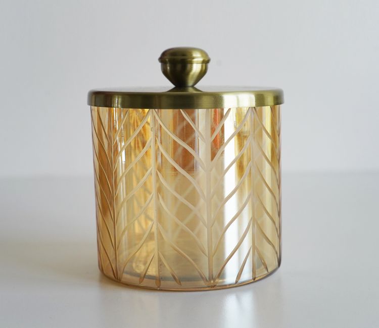 Portia Herringbone Gold And Amber Luster Cotton Jar