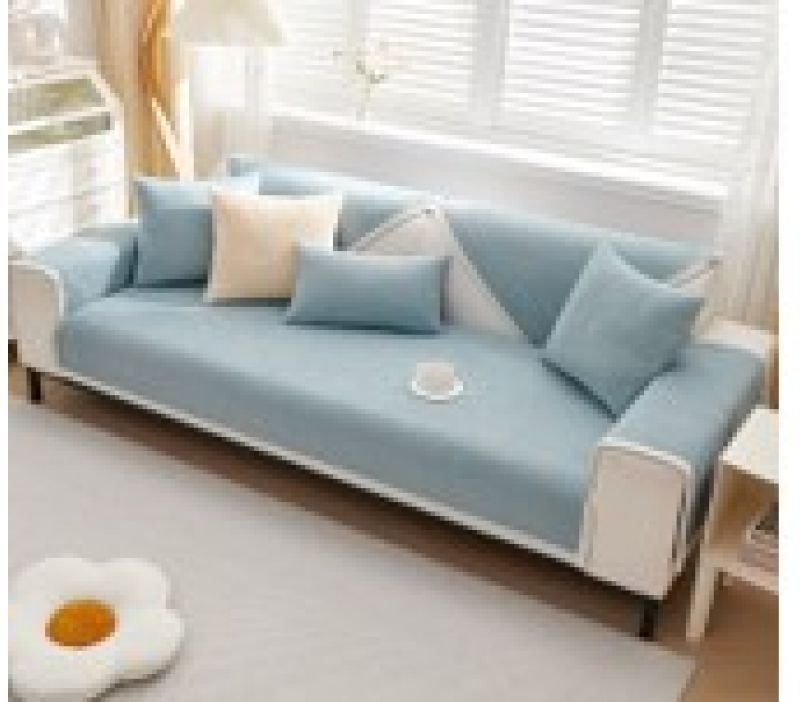 Radiant Blues Plain Designer 1 Seater Sofa Cover (Blue)