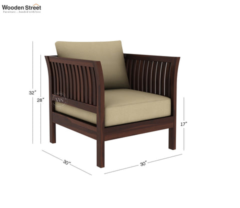 Raiden 1 Seater Wooden Sofa (Walnut Irish Cream)