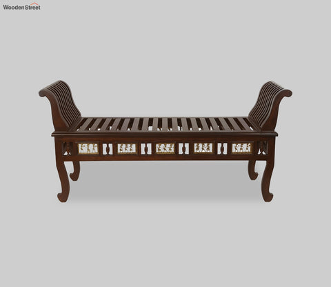 Myla Ottoman Double Seater in Striped Wood Pattern with Walnut Finish