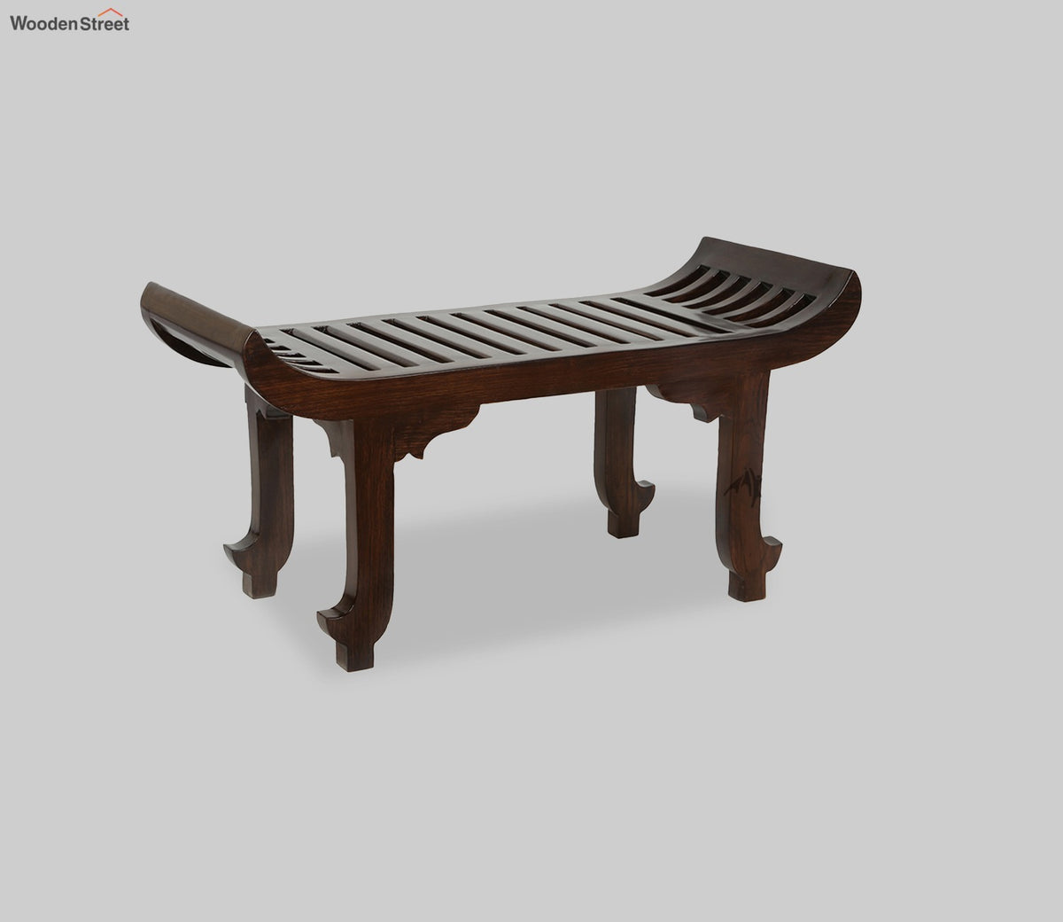 Nemo Ottoman Seater with Striped Wood design in Walnut Finish