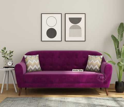 Sibert 3 Seater Fabric Sofa (Mulberry Pink)