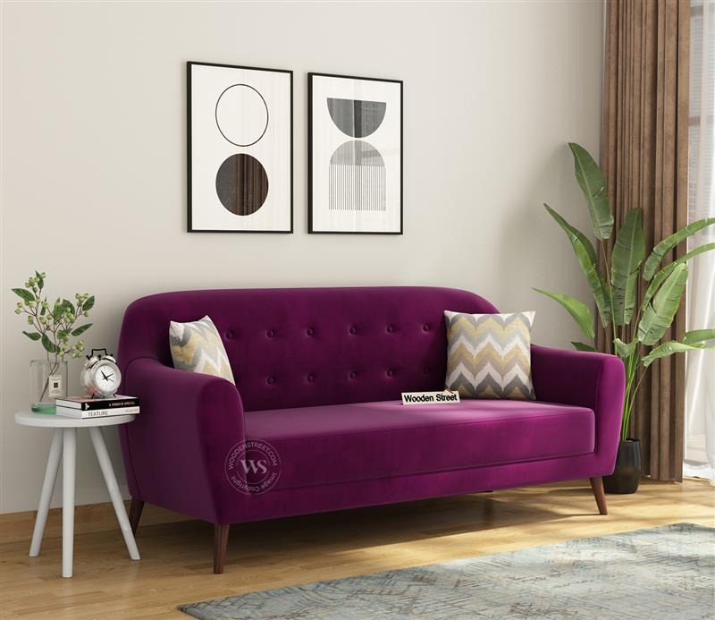 Sibert 3 Seater Fabric Sofa (Mulberry Pink)