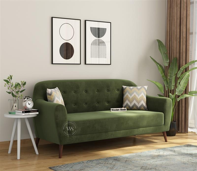 Sibert 3 Seater Fabric Sofa (Dark Olive Green)