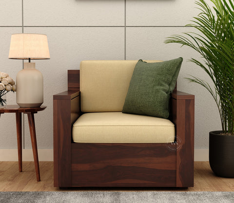 Marriott 1 Seater Wooden Sofa (Walnut Irish Cream)