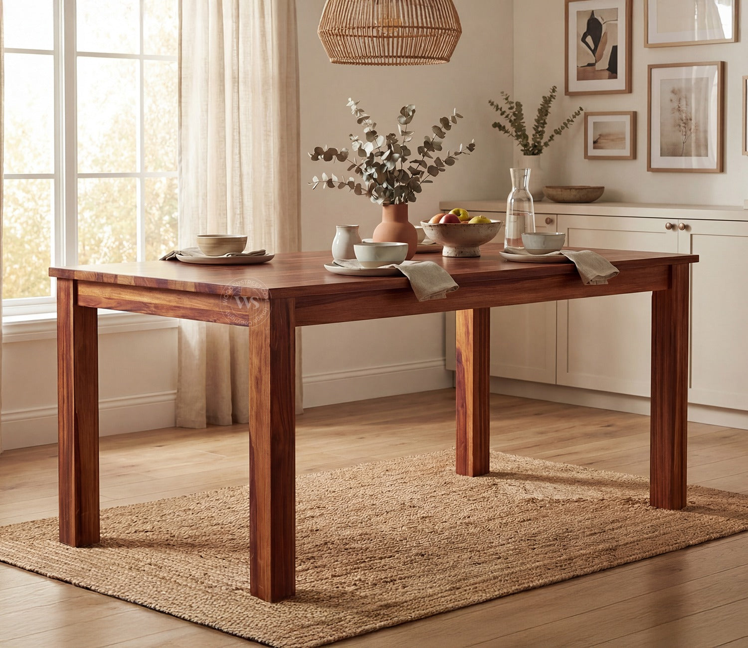 Janet 6 Seater Dining Table (Honey Finish)