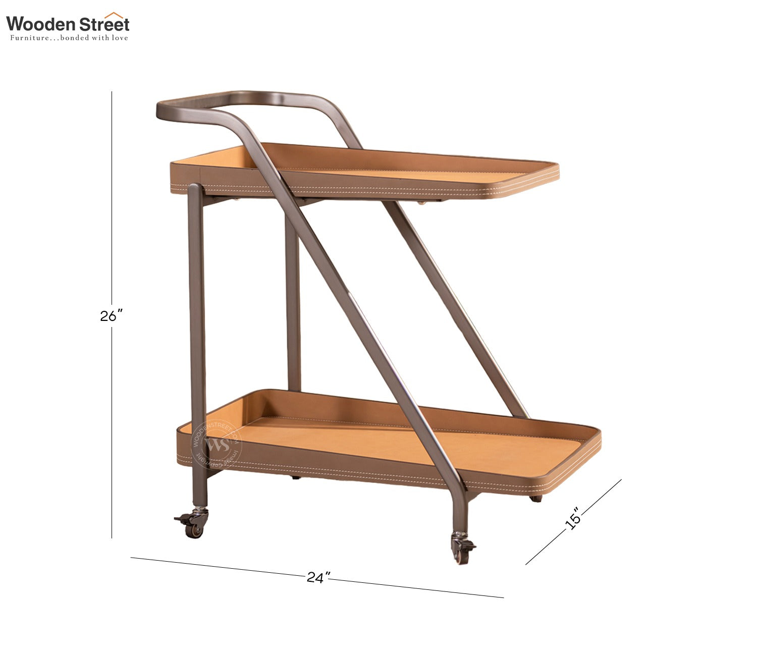 Salvador Modern Serving Trolley with Storage Shelves (Brown)