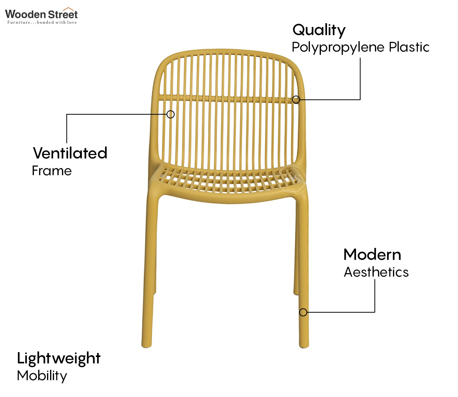 Barrova All-Weather Outdoor Chair in Durable PP (Yellow)