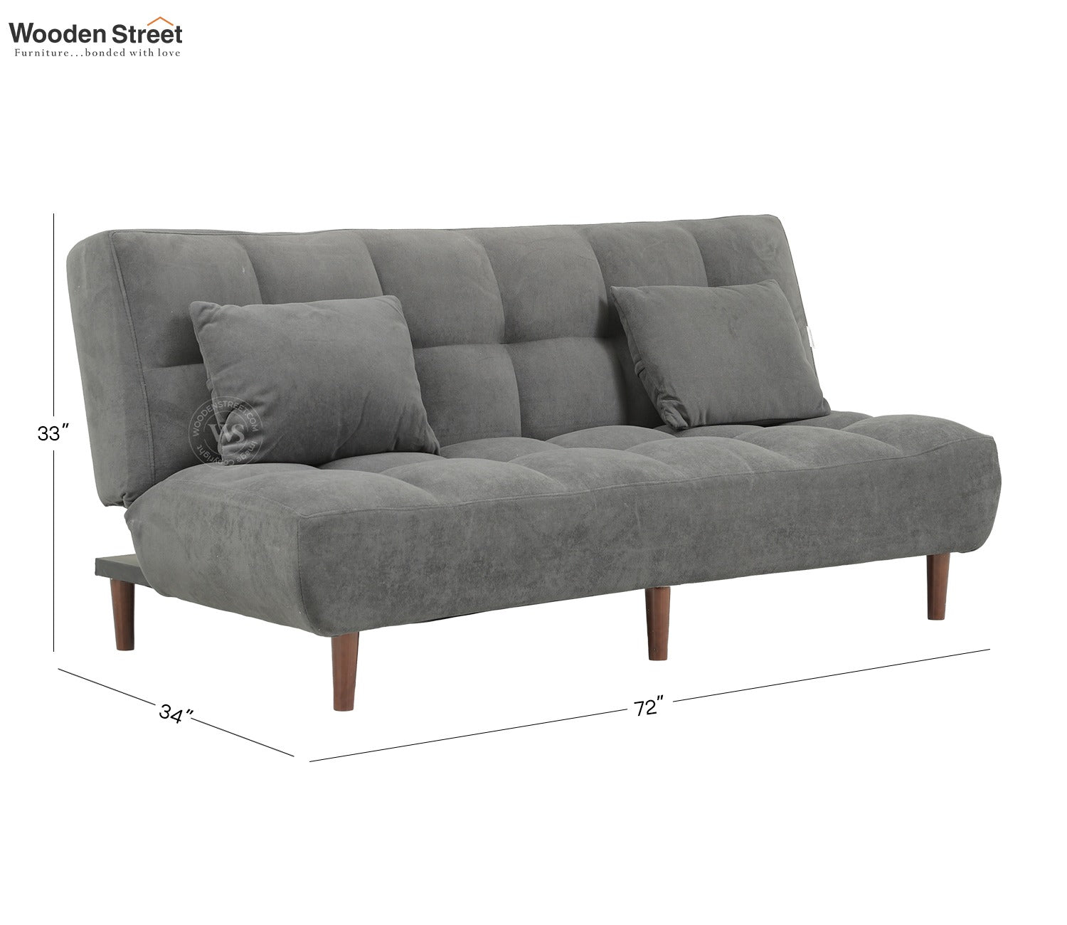 Castello Premium Upholstery Fabric Sofa cum Bed (Grey)