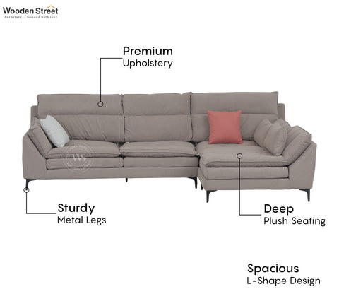 Arnett Premium L shape Fabric Sofa (Brown)
