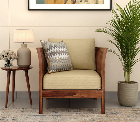 Raiden 1 Seater Wooden Sofa (Honey Irish Cream)