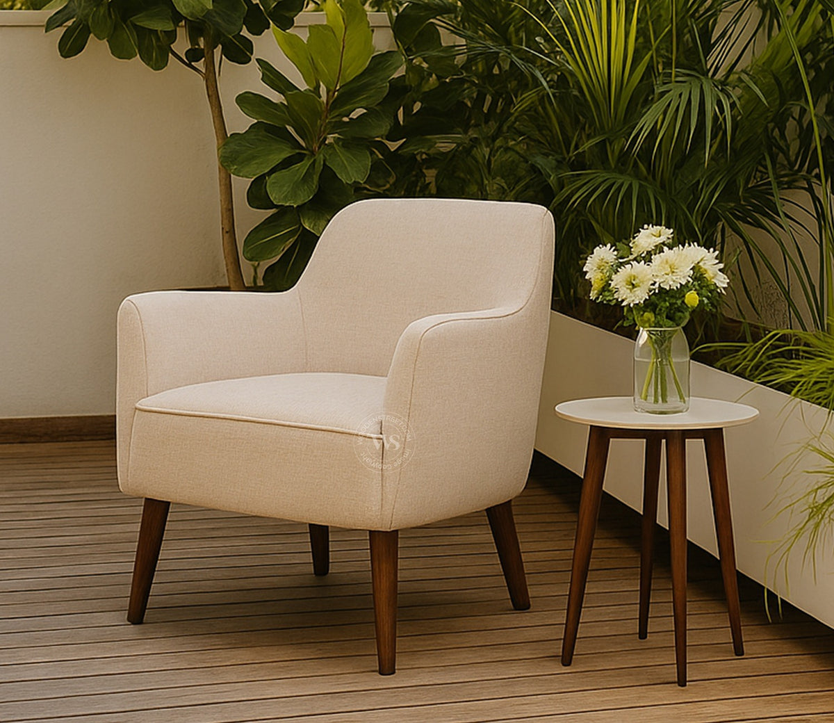 Avira Premium Upholstery Lounge Chair (Jade Ivory)
