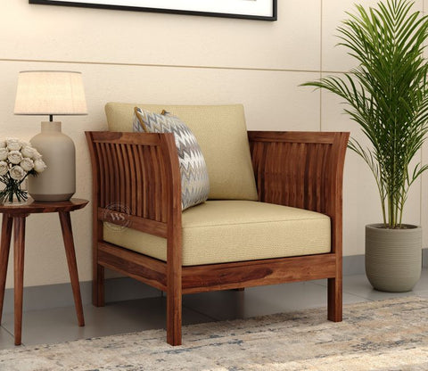 Raiden 1 Seater Wooden Sofa (Honey Irish Cream)
