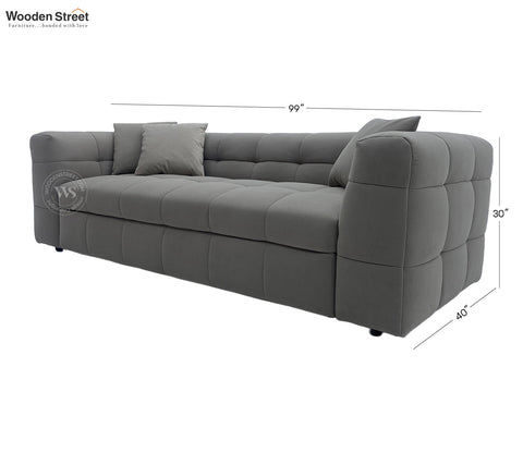 Cinnaro Modern Sofa Cum Bed with Pull Out Conversion and Tufted Design (Grey)