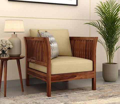 Raiden 1 Seater Wooden Sofa (Honey Irish Cream)