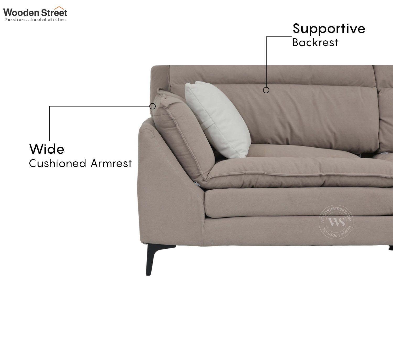 Arnett Premium L shape Fabric Sofa (Brown)