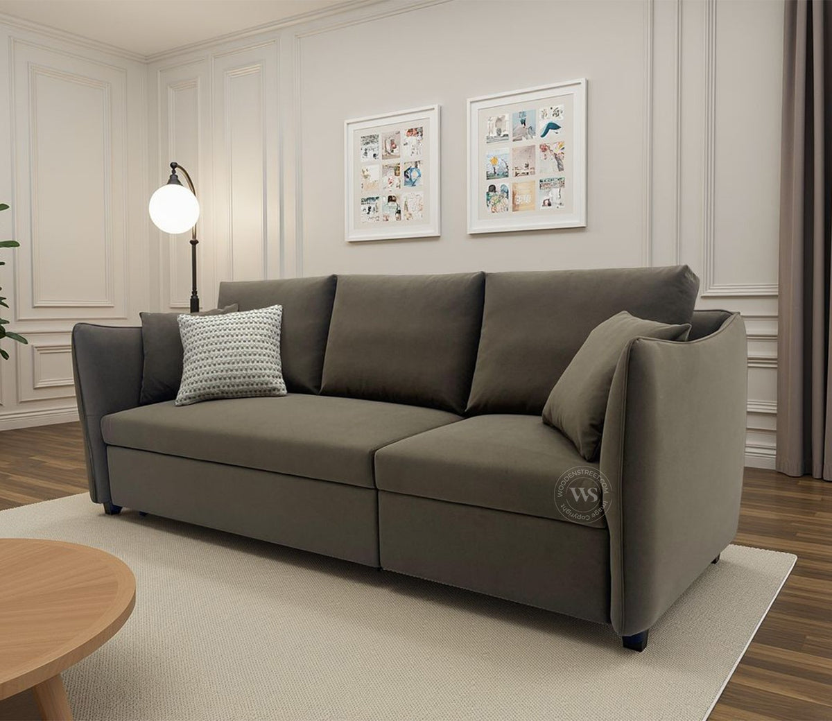 Asva Fabric Sofa Cum Bed (Grey)
