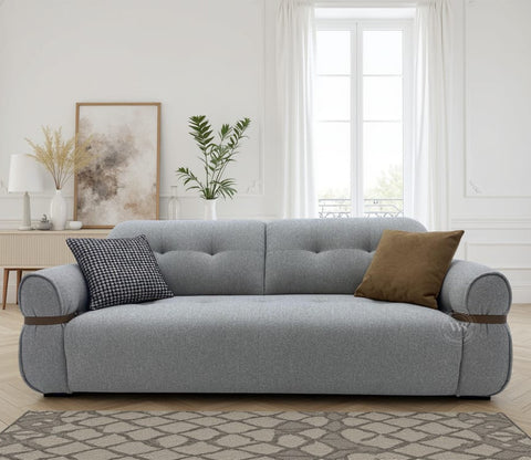 Reva 3-Seater Electric Sofa Cum Bed | Motorized Conversion Mechanism | Fabric Upholstery (Light Grey)
