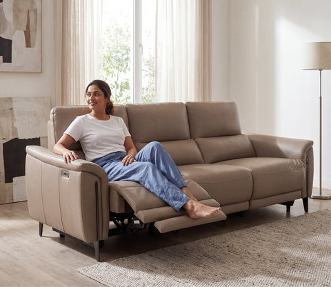 Dennis Luxe Electric Recliner 3+2 Seater Sofa (Urban Beige)