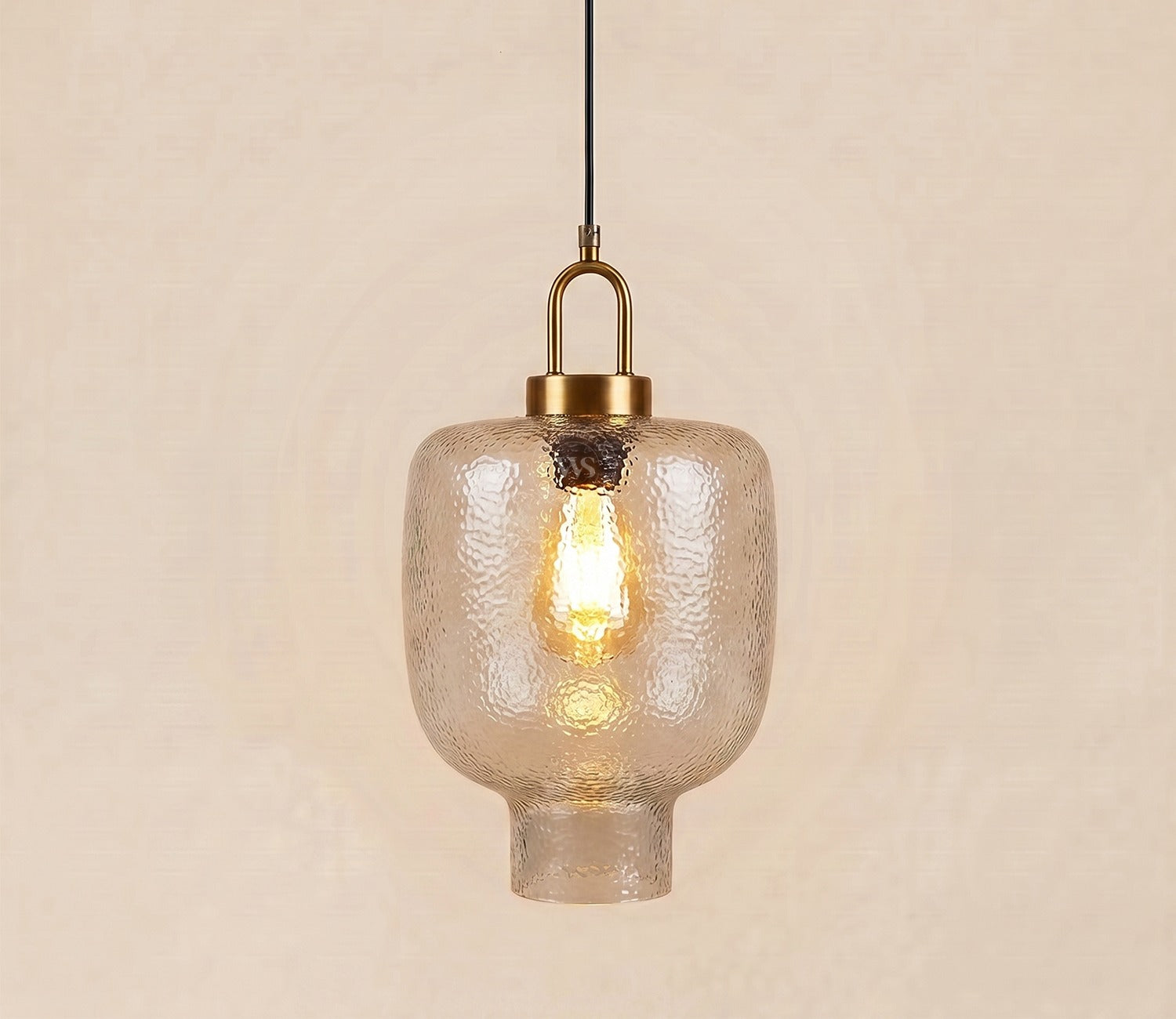 Elision Textured Glass and Metal Hanging Light (Gold, M)