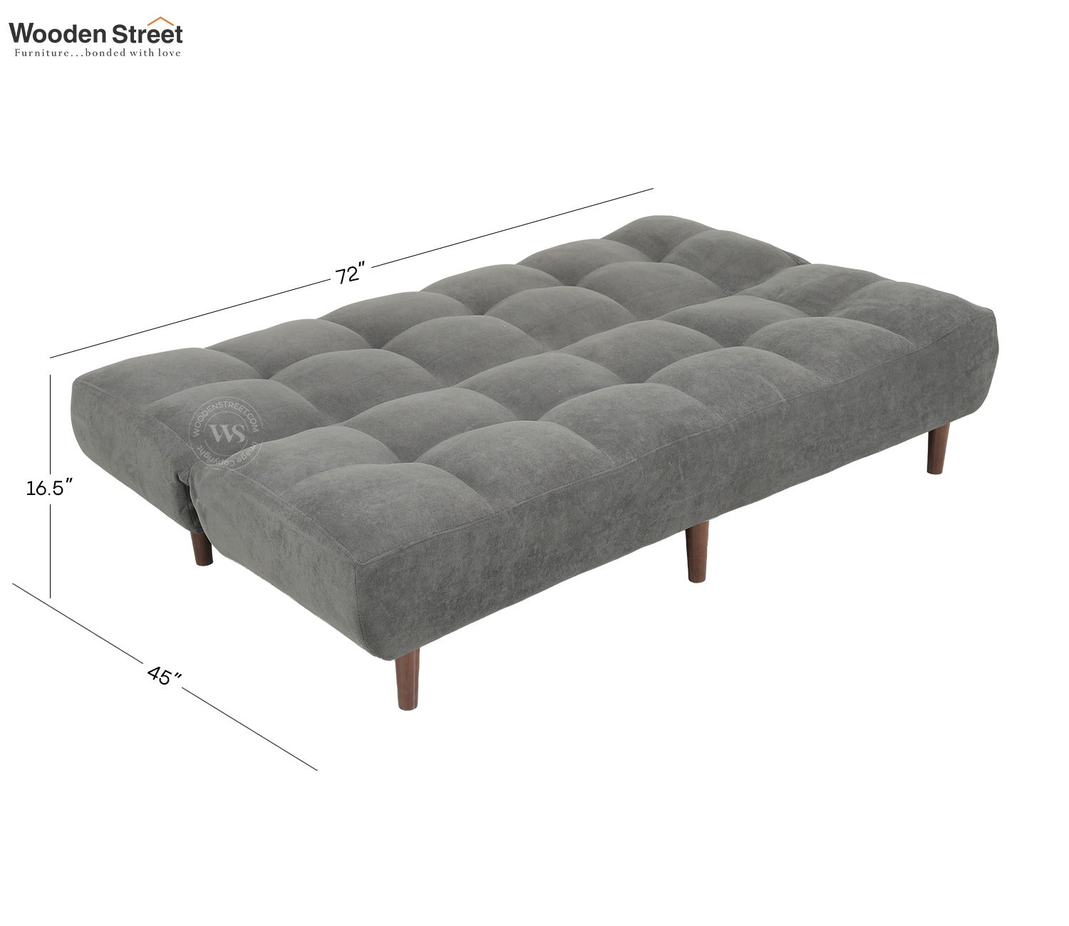 Castello Premium Upholstery Fabric Sofa cum Bed (Grey)