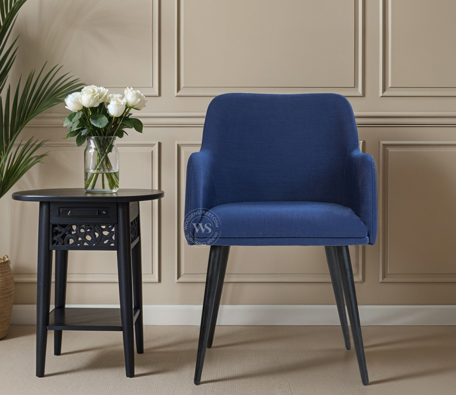 Aureya Upholstered Arm Chair (Indigo Blue)