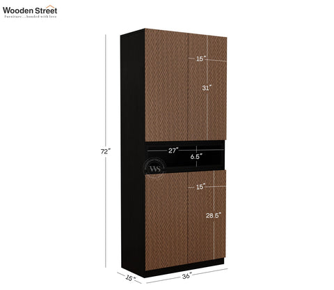 Vespera Modern Engineered Wood Shoe Rack with Laminated MDF Door Fronts (Zigzag Brown)