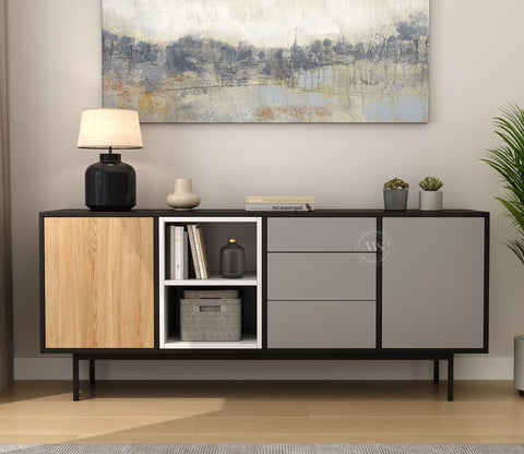 Maven Modern Cabinet and Sideboard with Metal Base (Engineered Wood, Santana Pattern)
