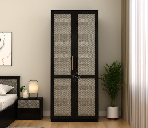Tactica Engineered Wood Wardrobe with Textured MDF Accented Doors & Drawer Storage (Trellis Pattern)