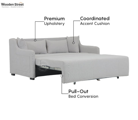 Dorado Premium Fabric Pull-Out Sofa Cum Bed (White)
