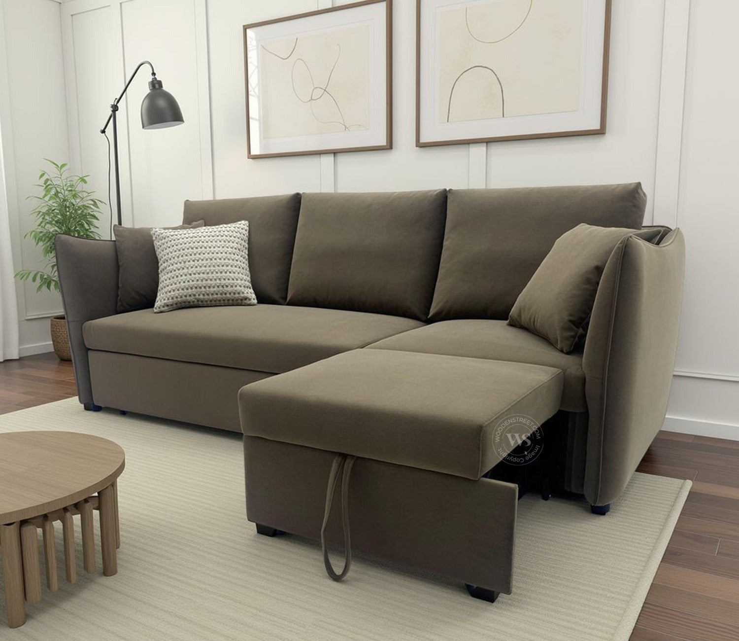 Asva Fabric Sofa Cum Bed (Grey)