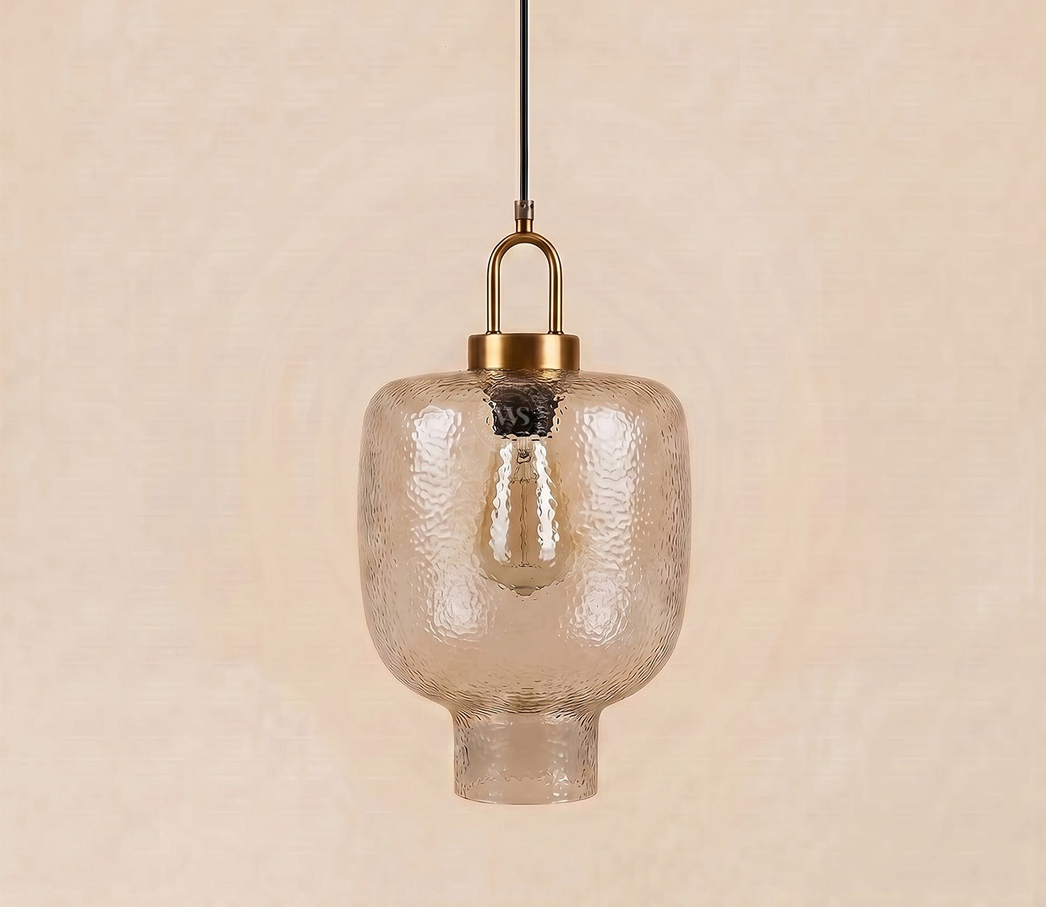 Elision Textured Glass and Metal Hanging Light (Gold, M)