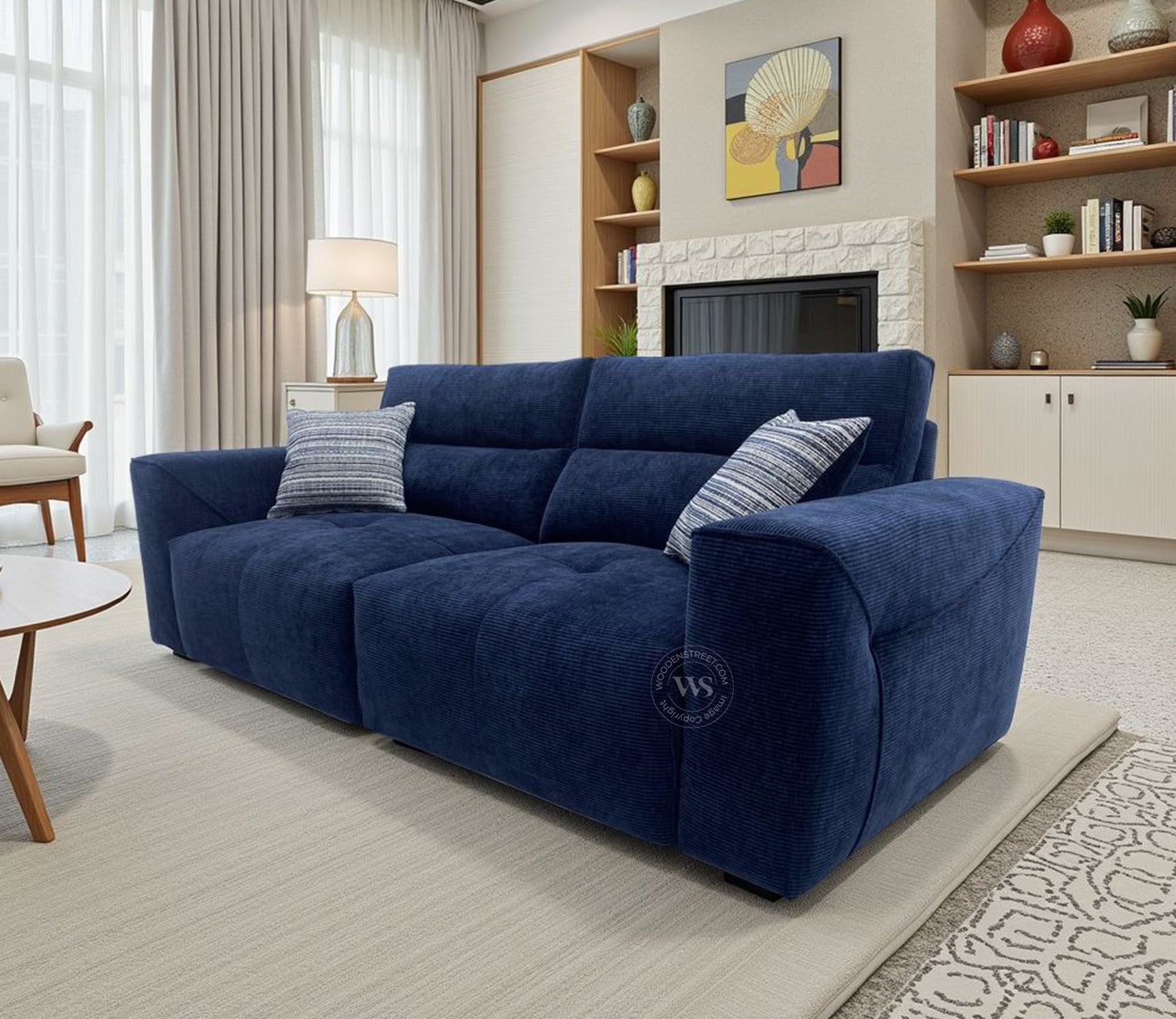 Midoro Powered Recliner Sofa with Extendable Seating (Blue)