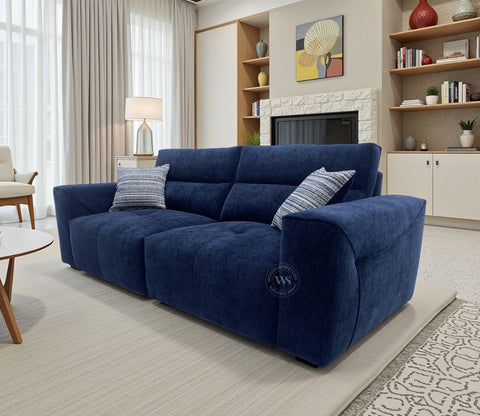 Midoro Powered Recliner Sofa with Extendable Seating (Blue)