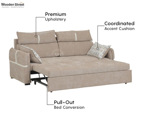 Centrica 3 Seater Premium Fabric Sofa Cum Bed Pull Out Mechanism (Brown)