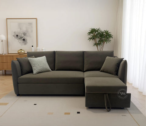 Asva Fabric Sofa Cum Bed (Grey)