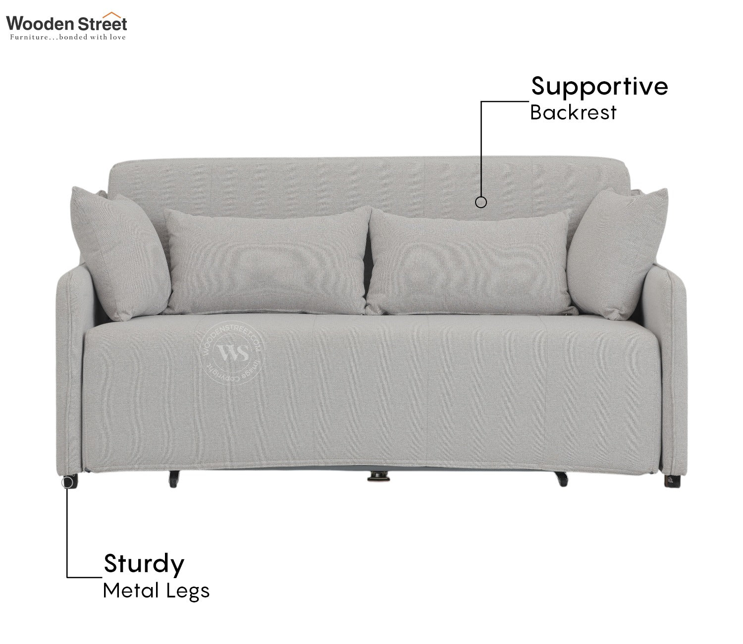 Dorado Premium Fabric Pull-Out Sofa Cum Bed (White)