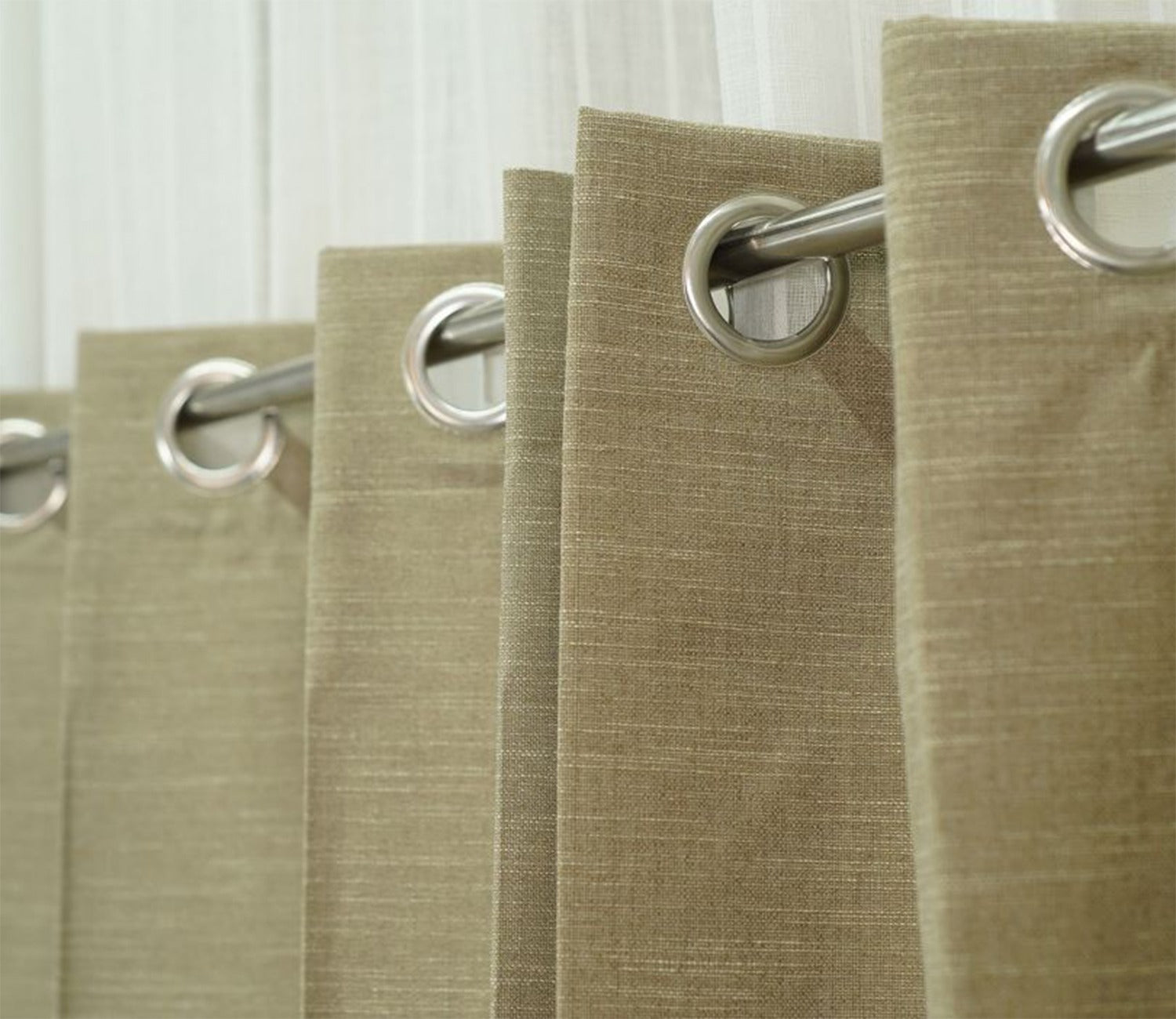 Solid Line Textured 1 Piece Light-Filtering Door Curtains (Beige, 7 Feet)