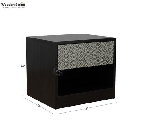 Orren Engineered Wood Bedside Table with Laminated Textured Drawer Front & Open Storage (Trellis Pattern)