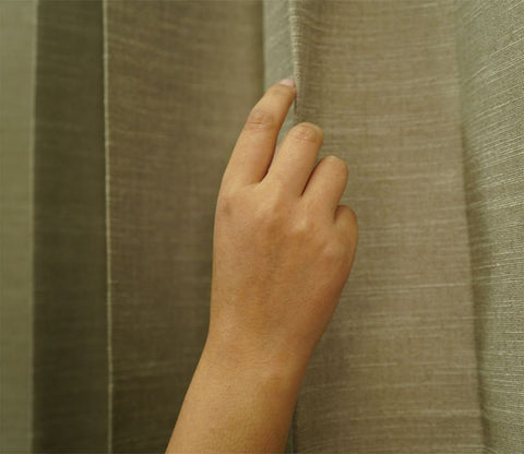 Solid Line Textured 1 Piece Light-Filtering Door Curtains (Beige, 7 Feet)