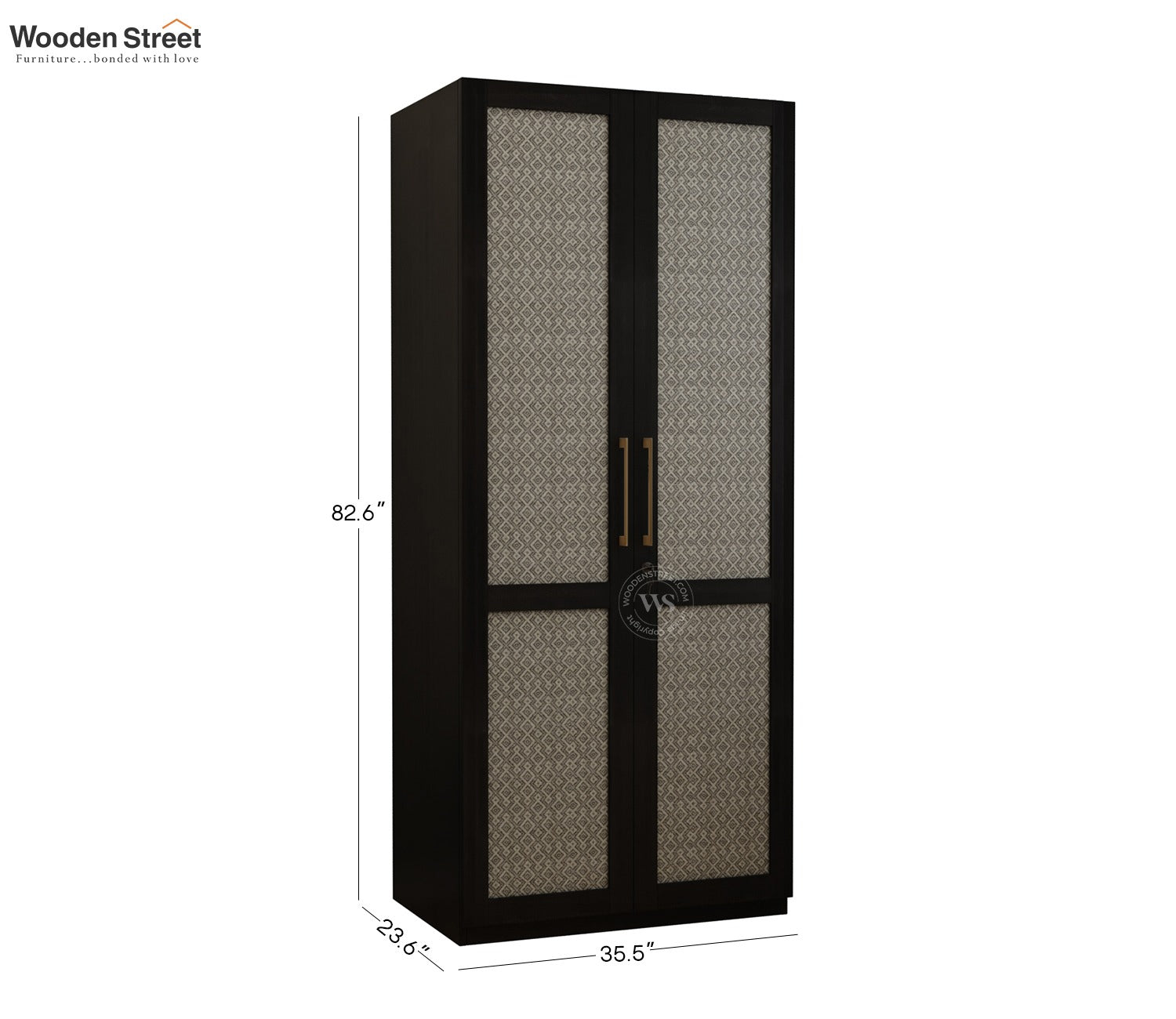 Tactica Engineered Wood Wardrobe with Textured MDF Accented Doors & Drawer Storage (Trellis Pattern)